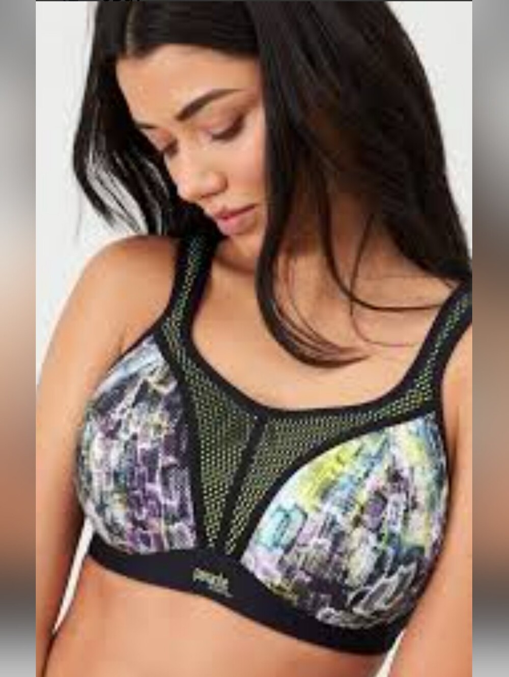 PANACHE NON-WIRED CONVERTIBLE SPORTS BRA IN NEON REPTILE PRINT /SZ: US 34H